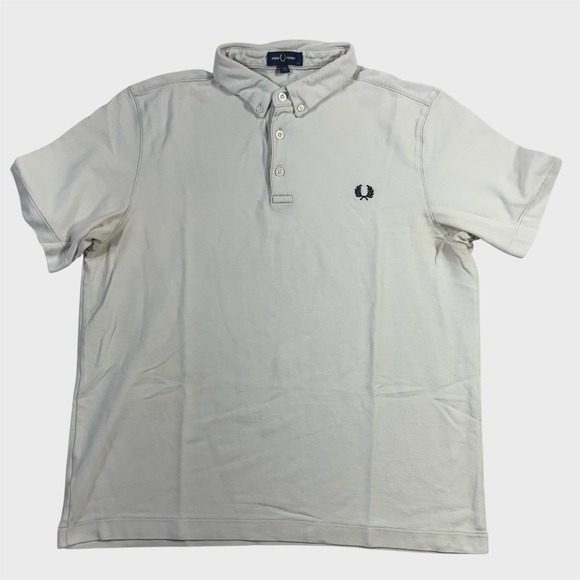 Fred Perry Polo Shirt Mens XL Beige Button Down Collar Short Sleeve M8543 - Picture 1 of 10